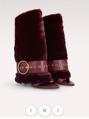 INGILIZ ADELE 03 BURGUNDY FUR AND BURGUNDY SMOOTH LEATHER SANDALS